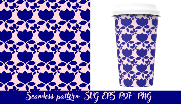 Blue Flowers Print on Pink