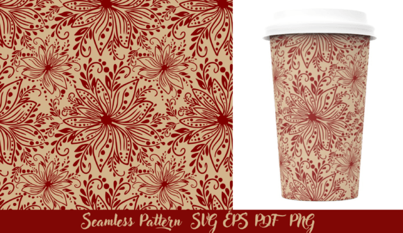 Bordeaux Floral Organic Pattern Vector Graphics