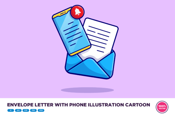 Envelope Letter with Phone Illustration Graphics