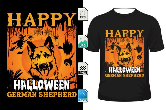 Happy Halloween German Shepherd Graphics for T-Shirt Designs