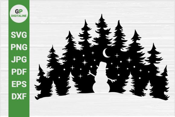 Snowman, Snowy Woods, Christmas SVG – Graphics for Crafting
